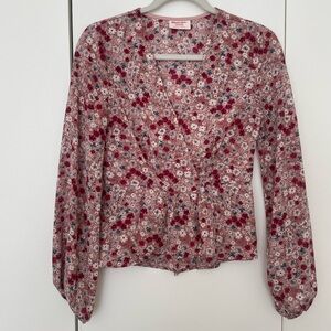 Pink floral long sleeve top